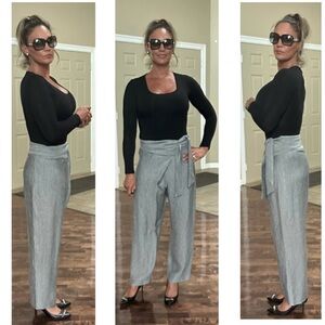 Zara gray silver wrap sarong pants ankle length flowy classy chic Sz S NWOT